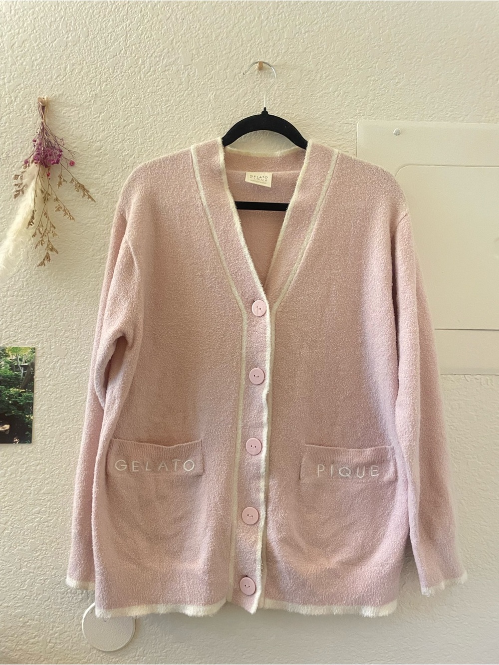 Gelato Pique Women's Soft Cozy Pink Button Cardigan - Kawaii Japanese Sleepwear